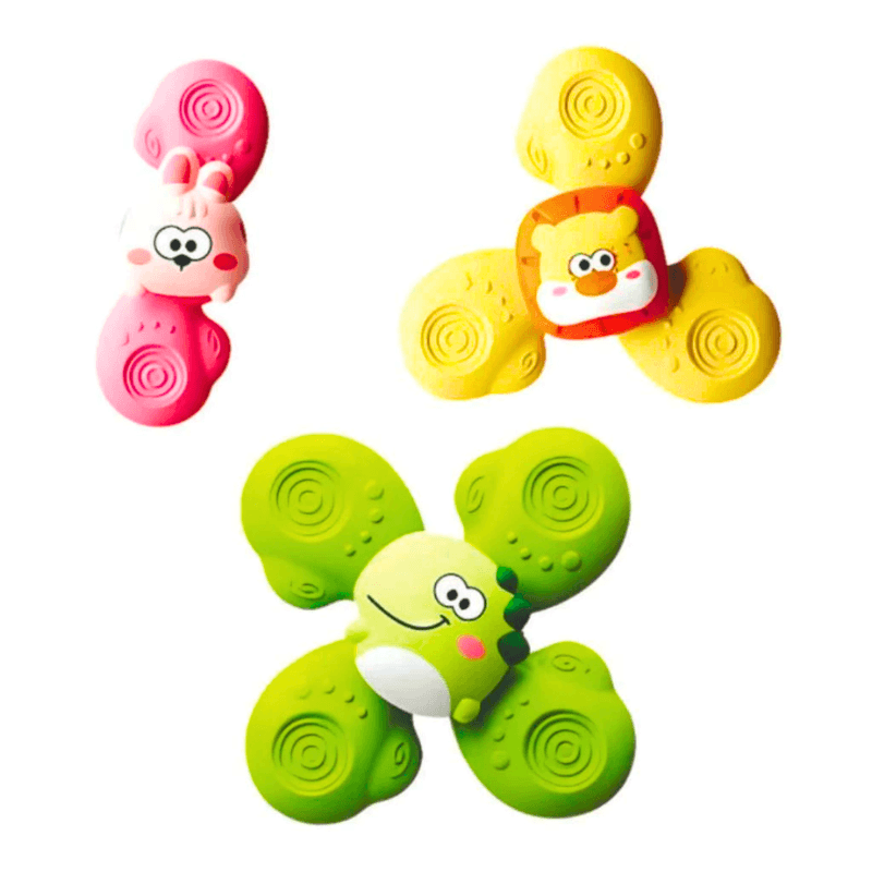 Kits Spinner Sensorial de Ventosa BABYGIRA | Distração para Banho, Voo e Cadeirão - Materiais Premium