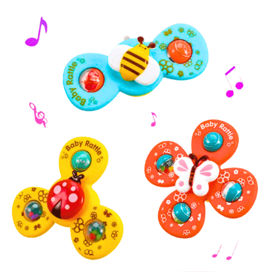 Kits Spinner Sensorial de Ventosa BABYGIRA | Distração para Banho, Voo e Cadeirão - Materiais Premium
