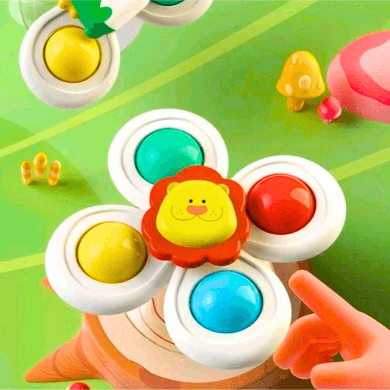 Kits Spinner Sensorial de Ventosa BABYGIRA | Distração para Banho, Voo e Cadeirão - Materiais Premium